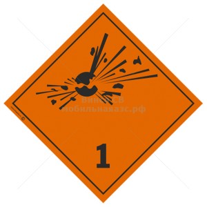 Знак "Подкласс 1.1, 1.2, 1.3 Взрывчатые вещества"
